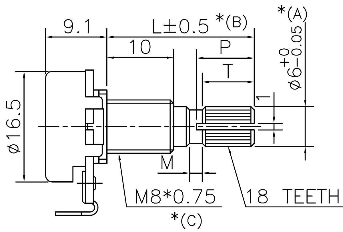 POT-008 Two EQ Pots with JST connectors (Concentric + Knurled-shaft, Righthand)