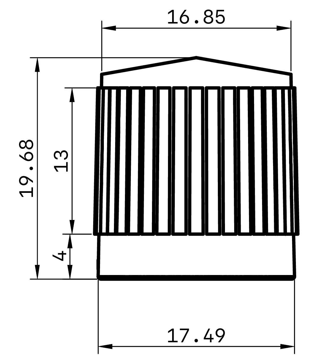 KNB1E2B-MM Bevel-Top Knob, 6mm Press-fit