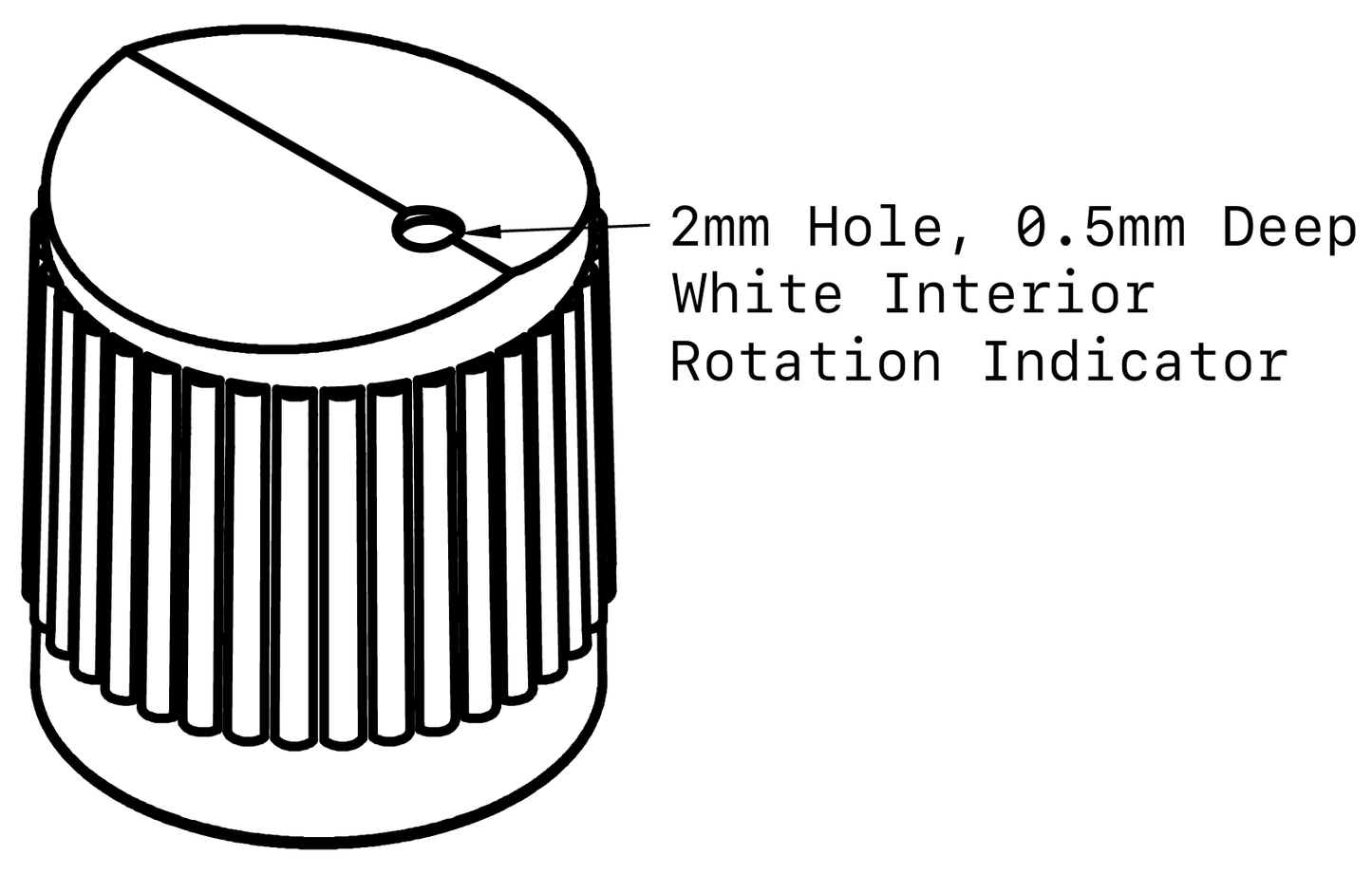 KNB1E2B-MM Bevel-Top Knob, 6mm Press-fit