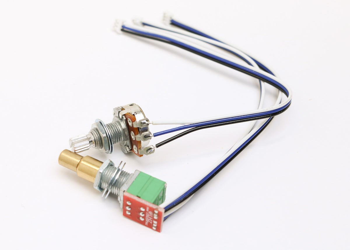 POT-008 Two EQ Pots with JST connectors (Concentric + Knurled-shaft, Righthand)