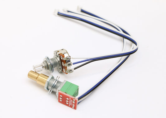 POT-008 Two EQ Pots with JST connectors (Concentric + Knurled-shaft, Righthand)