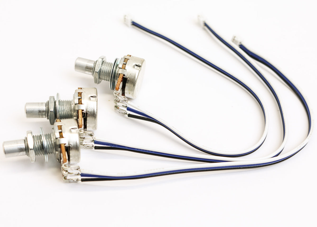 POT-009 Three EQ Pots with JST connectors (Solid-shaft Righthand)
