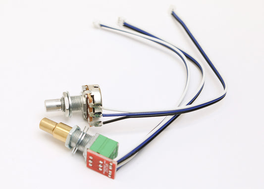 POT-010 Two EQ Pots with JST connectors (Concentric + Solid Shaft Righthand)