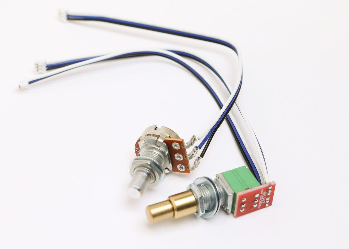 POT-010 Two EQ Pots with JST connectors (Concentric + Solid Shaft Righthand)