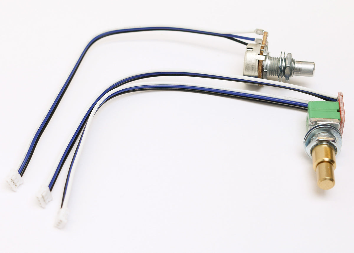 POT-010 Two EQ Pots with JST connectors (Concentric + Solid Shaft Righthand)