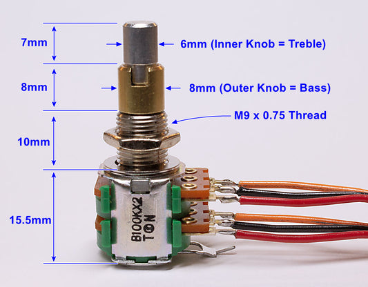 LHZ-B100K-CP Concentric Bass/Treble pot